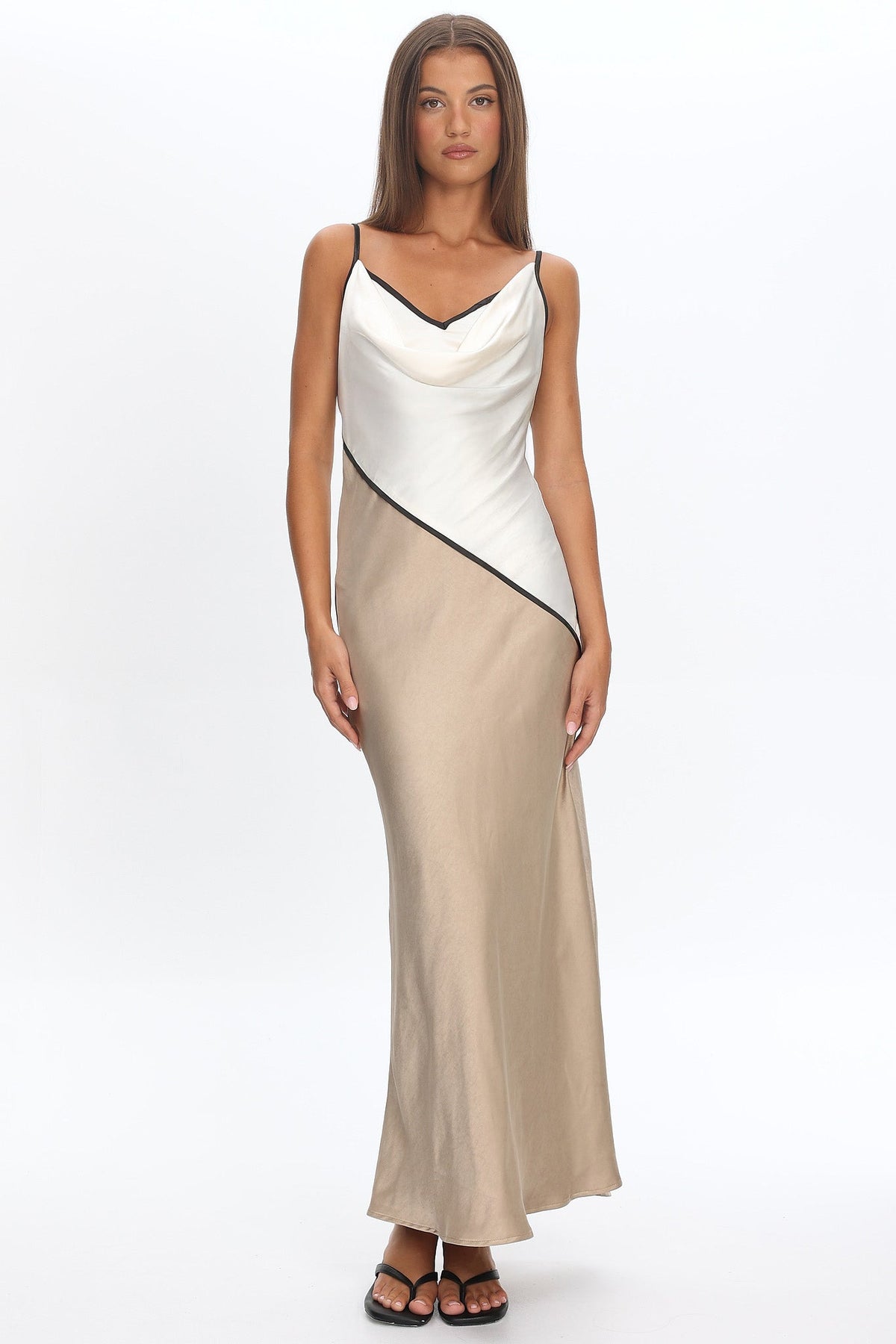 Amarante Cowl Bust Maxi Dress Contrast Oyster