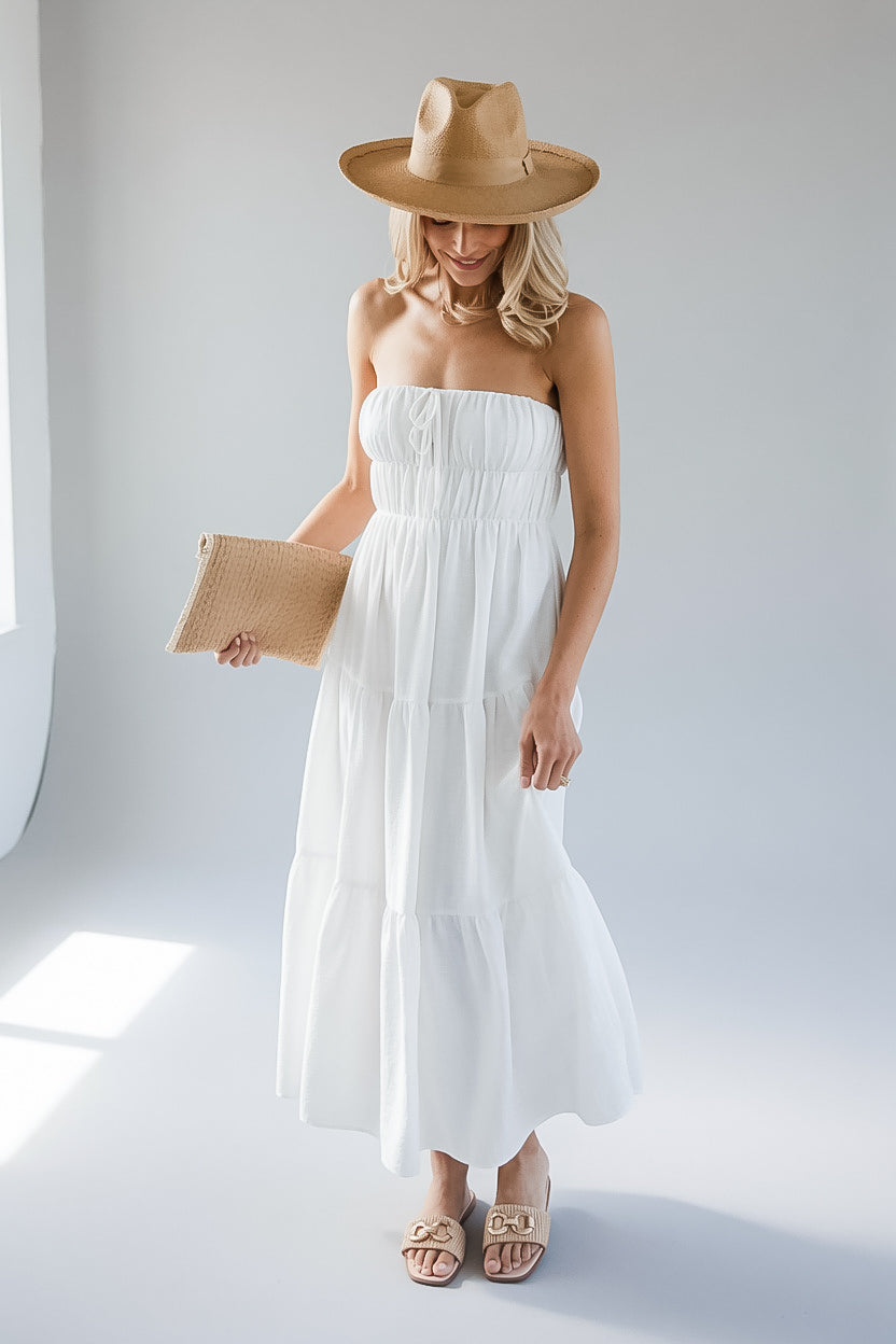 Dreaming of You White Strapless Maxi Dress