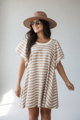 Sweet Seasons Striped Puff Sleeve Mini Dress