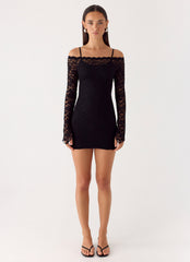 Just This Once Lace Mini Dress - Black