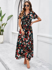 Fiora Floral Maxi Dress - black