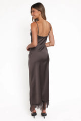 Jeneva Lace Midi Dress - Brown