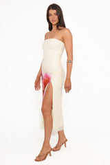 Iridessa Strapless Midi Dress - Yellow Floral