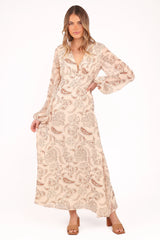 Riba Midi Dress - Brown Paisley