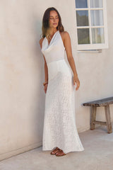 Fly To Paradise Mesh Halter Maxi Dress White