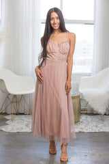 Sadie Mauve Tulle Spring Midi Dress