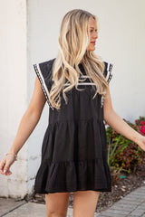 FINAL SALE - Coastal Style Black Contrast Mini Dress