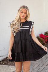 FINAL SALE - Coastal Style Black Contrast Mini Dress