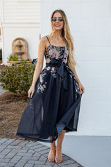 FINAL SALE - Garden Affair Black Floral Midi Dress