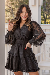 FINAL SALE - A Garden of Wonder Black Floral Mini Dress