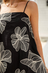 FINAL SALE - Tropical Destination Embroidered Floral Linen Midi Dress
