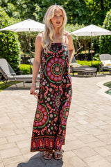 Those Were The Days Black Print Maxi Dress