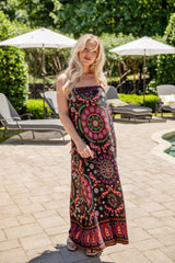 Those Were The Days Black Print Maxi Dress