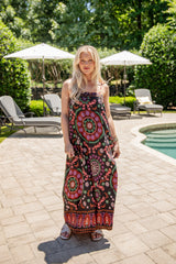 Those Were The Days Black Print Maxi Dress