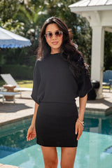 FINAL SALE - On Repeat Black Ribbed Knit Mini Dress