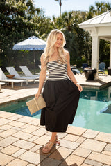 FINAL SALE - Classic Choice Striped Black Maxi Dress