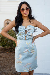 FINAL SALE - Event Ready Elegance Bow Blue Mini Dress