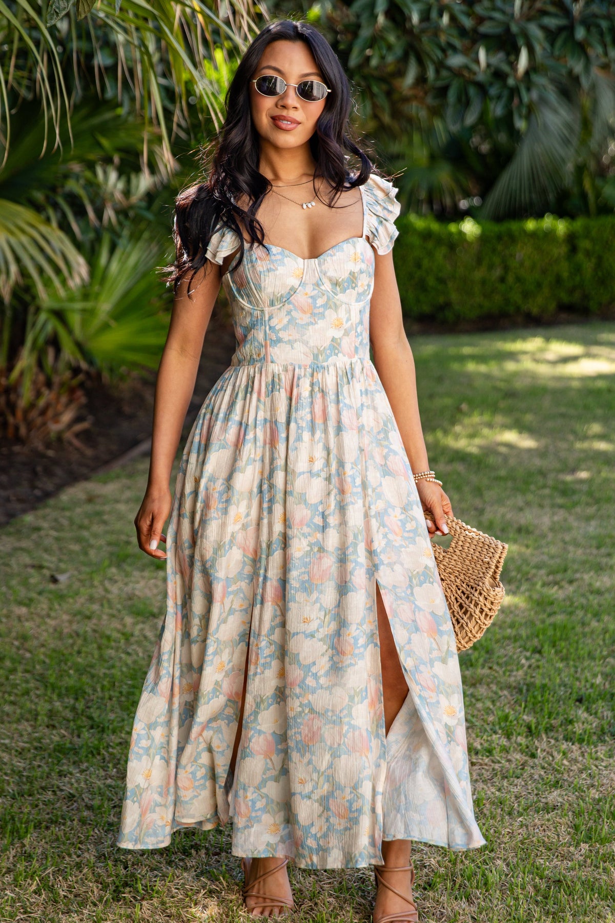 Always in Style Blue Floral Maxi Dress