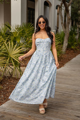 Coastal Heirloom Blue Floral Maxi Dress
