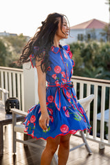 Summer Standard Blue Floral Mini Dress
