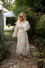 Best Dressed Blue Floral Pleated Maxi Dress