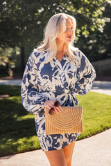 In A Good Place Blue Wrap Mini Dress