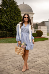 FINAL SALE - Seaside Breeze Blue Striped Mini Dress