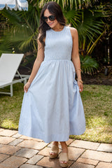 FINAL SALE - Sweet Serenity Stripe Smocked Midi Dress