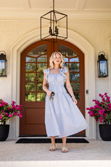FINAL SALE - Seabrook Blue Stripe Tiered Midi Dress