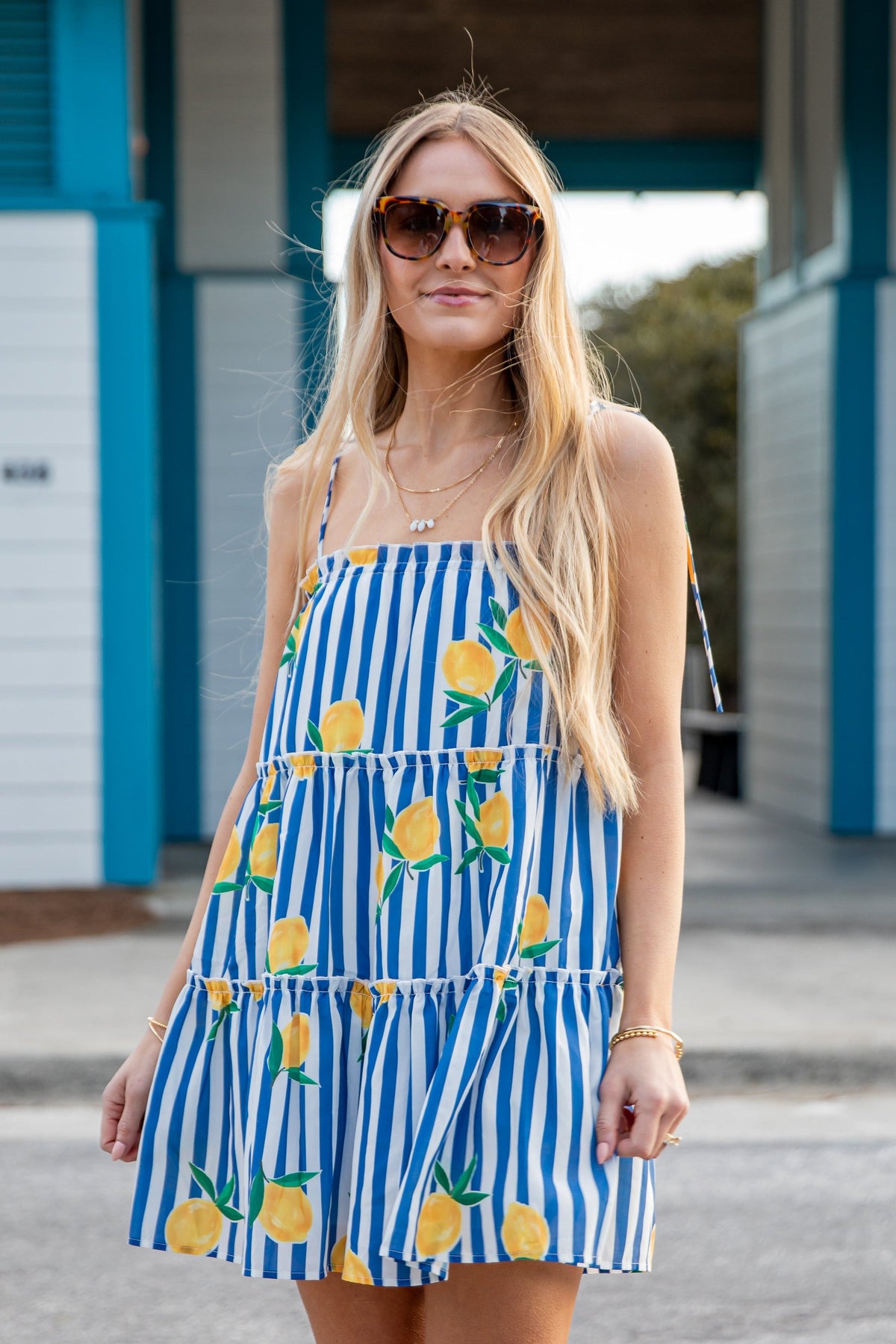 FINAL SALE - Citrus Grove Tiered Stripe Mini Dress