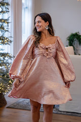FINAL SALE - Glistening Blush Metallic Mini Dress