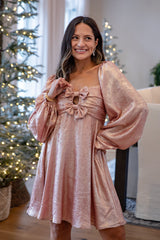 FINAL SALE - Glistening Blush Metallic Mini Dress