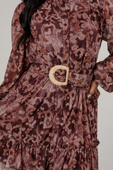 Autumn Romance Burgundy Floral Mini Dress