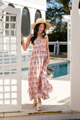 FINAL SALE - Sunset Palm Coral Print Midi Dress