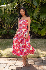 Makes You Happy Cream Floral Midi Dress
