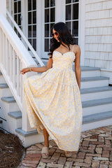 FINAL SALE - Sunlit Meadow Cream Floral Midi Dress