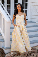FINAL SALE - Sunlit Meadow Cream Floral Midi Dress