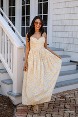 FINAL SALE - Sunlit Meadow Cream Floral Midi Dress