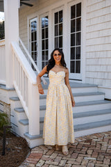 FINAL SALE - Sunlit Meadow Cream Floral Midi Dress