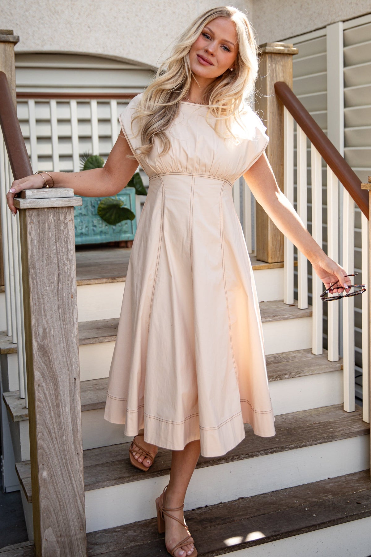 FINAL SALE - Everything I Love Structured Cream Midi Dress