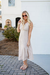 FINAL SALE - Dressed For The Day Polka Dot Cream Midi Dress