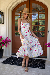 FINAL SALE - Passport Ready Cream Print Midi Dress