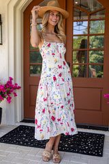 FINAL SALE - Passport Ready Cream Print Midi Dress