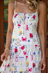 FINAL SALE - Passport Ready Cream Print Midi Dress