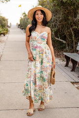 FINAL SALE - Tropical Vacation Off White Maxi Dress