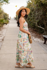 FINAL SALE - Tropical Vacation Off White Maxi Dress