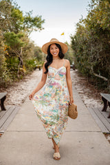 FINAL SALE - Tropical Vacation Off White Maxi Dress