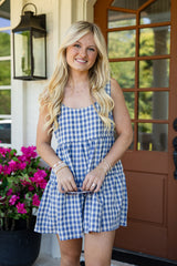 Fields of Grace Denim Blue Gingham Romper