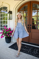 Fields of Grace Denim Blue Gingham Romper