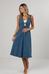 Westbrook Denim Tie Front Midi Dress